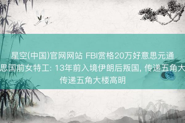 星空(中国)官网网站 FBI赏格20万好意思元通缉好意思国前女特工: 13年前入境伊朗后叛国， 传递五角大楼高明