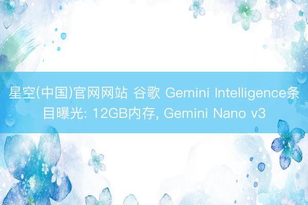 星空(中国)官网网站 谷歌 Gemini Intelligence条目曝光: 12GB内存， Gemini Nano v3