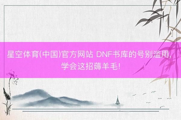 星空体育(中国)官方网站 DNF书库的号别滥用， 学会这招薅羊毛!