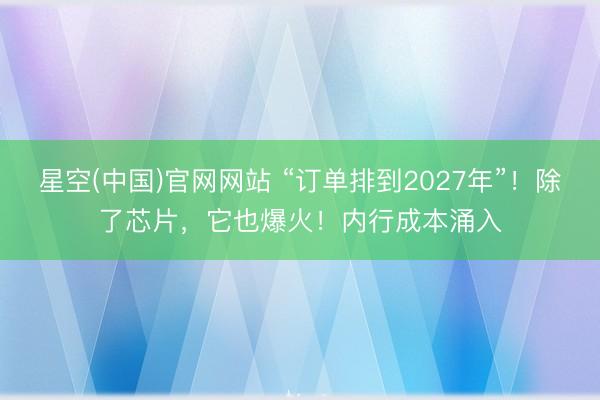 星空(中国)官网网站 “订单排到2027年”！除了芯片，它也爆火！内行成本涌入