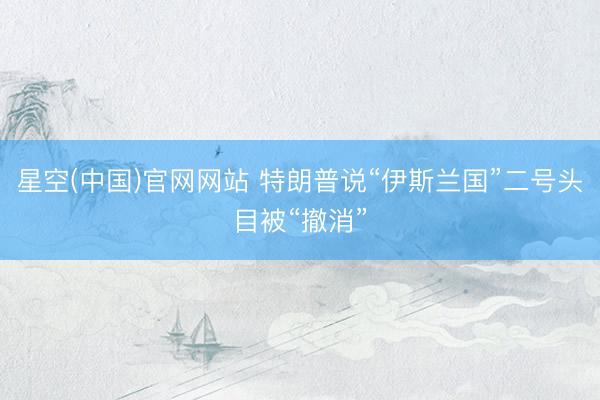 星空(中国)官网网站 特朗普说“伊斯兰国”二号头目被“撤消”