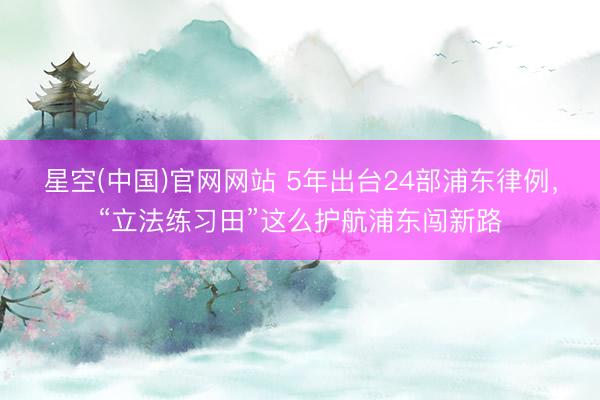 星空(中国)官网网站 5年出台24部浦东律例，“立法练习田”这么护航浦东闯新路